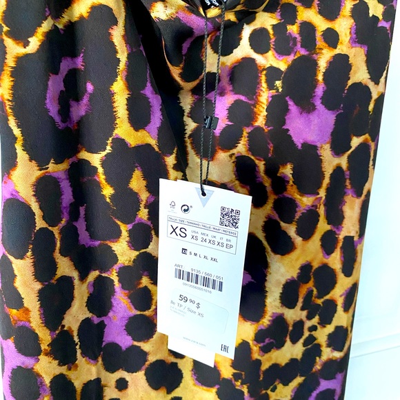 Brand new ZARA Satin Effect Leopard Print Midi Slip Dress - Picture 8 of 9